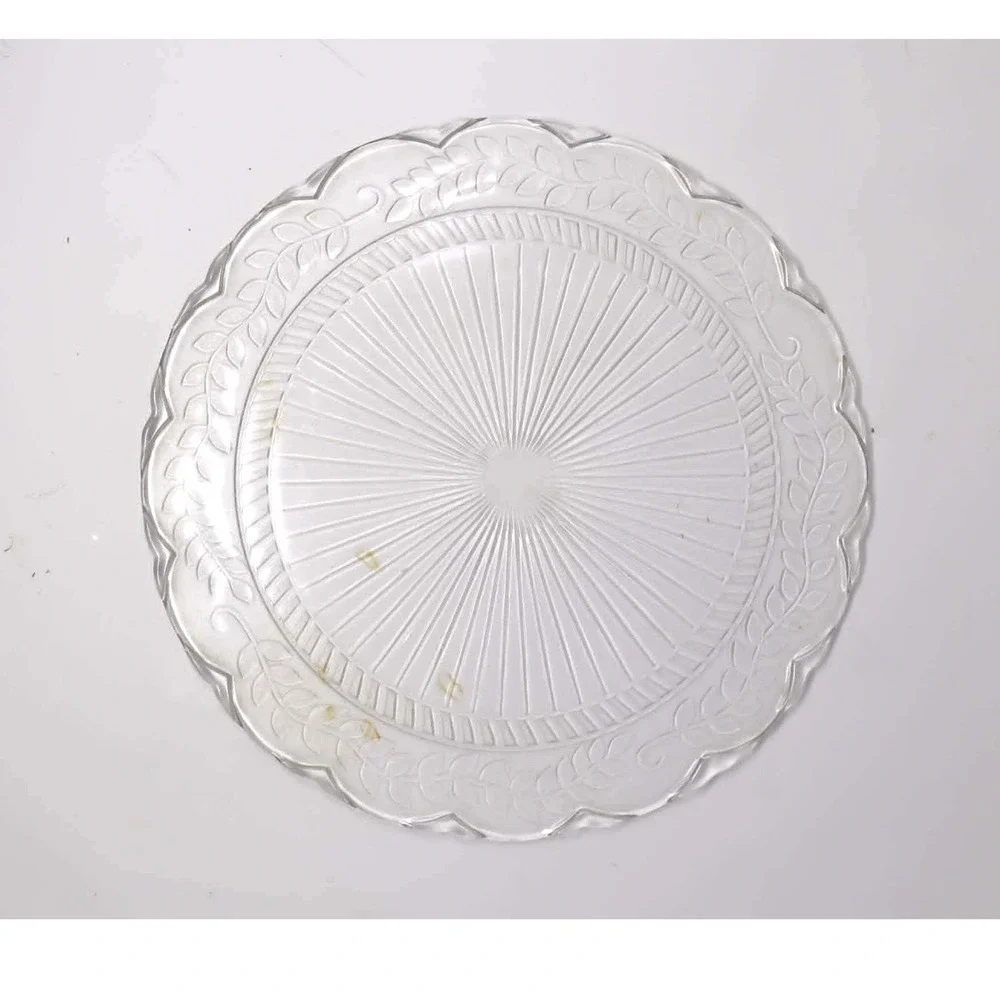 Clear Glass Plate Yankee Candle 11.75in Scalloped Leaf Edge Harvest Fall Decor